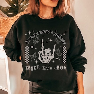 Elder Emo Club Crewneck, Elder Emo Club Sweatshirt, Emo Sweatshirt, Emo Shirt, Emo Gift, Gift For Emo, Plus Size Emo, Emo Clothes, Emo Style