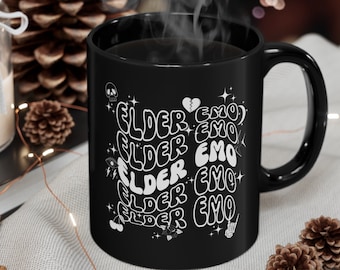 Älterer Emo 11 Unzen schwarzer Becher, Emo Becher, Emo Tasse, Emo Kaffeebecher, Emo Geschenk, Geschenk für Emo, Goth Becher