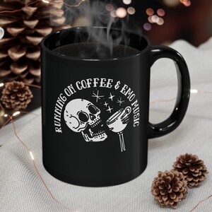 running on coffee and Emo music mug, Emo mug, Emo coffee mug, Emo cup, elder Emo mug, Emo gift, gift for emo