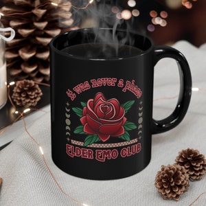 Elder Emo Club 11oz Black Mug, Elder Emo Mug, Emo Cup, Emo Coffee Mug, Emo Gift, Emo Mom Mug, Elder Emo Club Cup, Gift for Emo, Music Mug