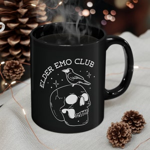 Elder emo club Black Mug (11oz, 15oz), elder emo mug, Emo mug, Emo gift, Emo coffee mug, gift for emo