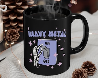 Heavy Metal 11oz Black Mug, Heavy Metal Mug, Metal Music Mug, Metalhead Mug, Metalhead Coffee Mug, Gift for Metalhead