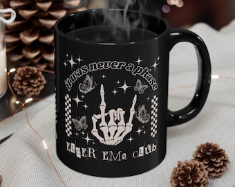 Emo 11oz Black Mug, Elder Emo Club Mug, Emo Gift, Gift For Emo, Elder Emo Mug, Emo Cup, Emo Coffee Cup, Elder Emo Club, Emo Style Mug