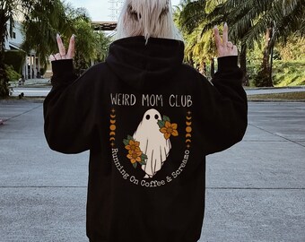 Sweat à capuche club des mamans étranges, club des mamans emo, sweat maman emo, sweat maman gothique, chemise maman effrayante, chemise maman étrange, maman alternative
