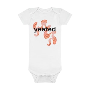 Yeeted Baby Onesie® Body per bebè organico, abbigliamento per bebè divertente della cultura pop, divertente regalo per baby shower