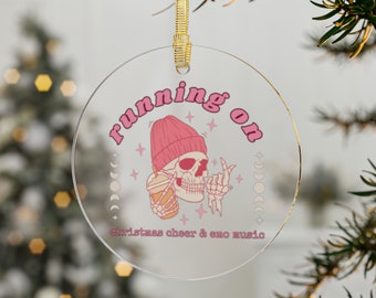 Running on Emo Music and Christmas Cheer Acrylic Ornaments, Emo Christmas Ornament, Emo Gift, Elder Emo Gift