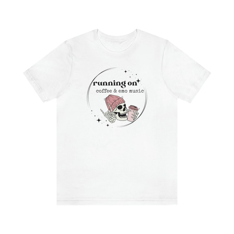 Running on Coffee and Emo Music Short Sleeve Tee, Elder Emo Aesthetic Shirt, Elder Emo Clothes, Emo Vibe, Emo Graphic Tee image 6