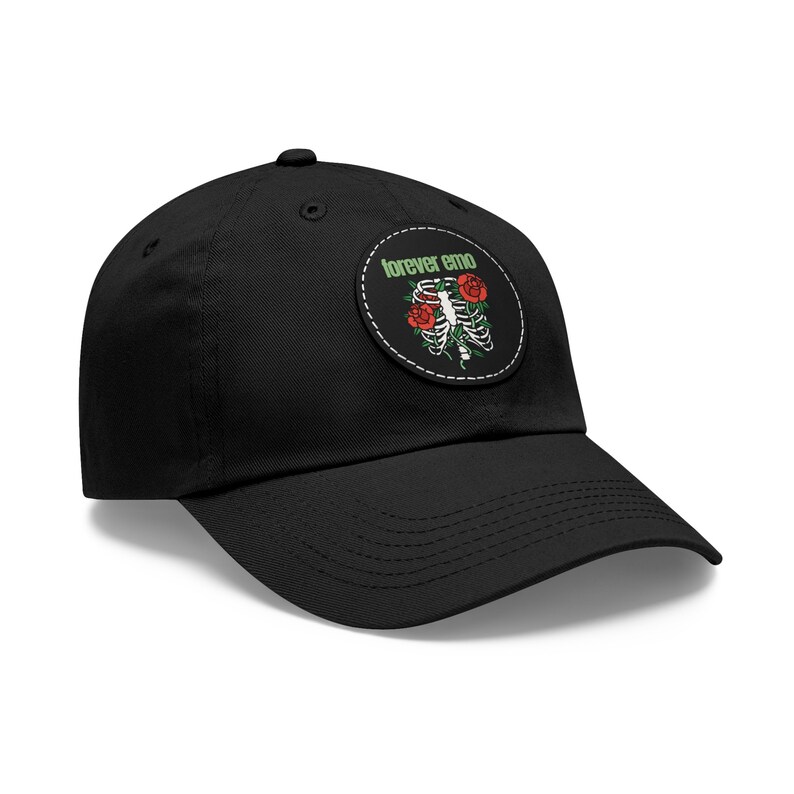Emo Dad Hat with Leather Patch, Forever Emo Hat, Emo Gift, Elder Emo Hat, Emo accessory image 2