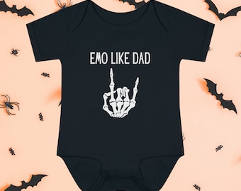 Emo Like Dad Baby Bodysuit, Elder Emo Baby Clothes, Emo Aesthetic Baby Outfits, Punk Baby Clothes, Emo Baby Clothing