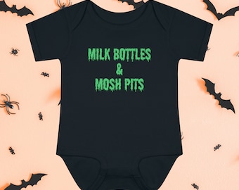 Milchflaschen und Mosh Pits Body, Punk-Babykleidung, Emo-Babykleidung, gruselige Babykleidung, Gothic-Babykleidung, Goth-Babykleidung