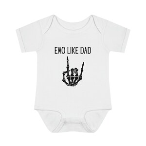 Emo Like Dad Baby Body, Elder Emo Baby Clothes, Abiti per bambini estetici Emo, Vestiti per bambini punk, Abbigliamento per bambini Emo immagine 3