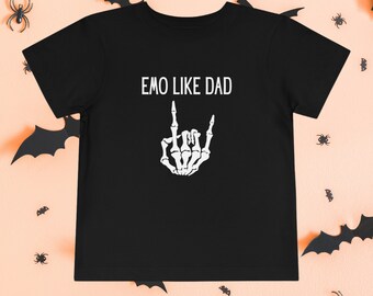 Emo like Dad Toddler Short Tee, Emo Kid Clothes, Future Emo Kid,  Emo Toddler Shirt, Punk Toddler Shirt, Goth Toddler Shirt, Emo Toddler Tee