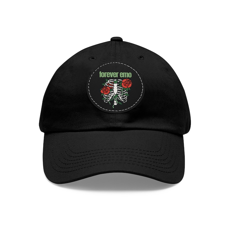 Emo Dad Hat with Leather Patch, Forever Emo Hat, Emo Gift, Elder Emo Hat, Emo accessory image 1