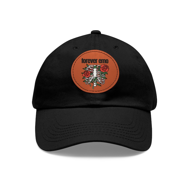 Emo Dad Hat with Leather Patch, Forever Emo Hat, Emo Gift, Elder Emo Hat, Emo accessory image 5