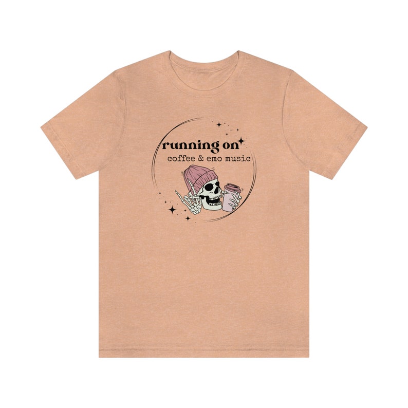 Running on Coffee and Emo Music Short Sleeve Tee, Elder Emo Aesthetic Shirt, Elder Emo Clothes, Emo Vibe, Emo Graphic Tee image 7