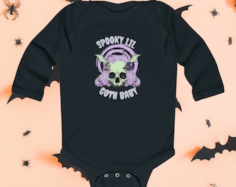 Spooky Lil Goth Baby Langarm Body, Goth Baby Kleidung, Baby Fledermaus, Gothic Baby, Emo Baby Kleidung, Alternative Baby Kleidung, Emo Baby