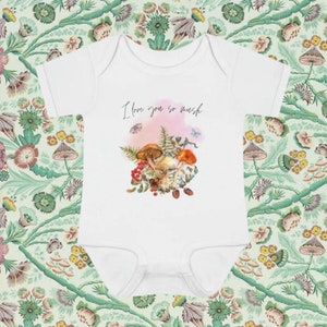 I Love You So Mush Mushroom Baby Bodysuit, Mushroom Bodysuit, Infant Baby Rib Bodysuit, Boho Baby Outfit, Mushroom Baby Outfit