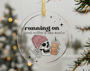 Iced Coffee and Emo Music Acrylic Ornaments, Emo Ornament, Emo Gift, Emo Christmas Gift, Elder Emo Ornament