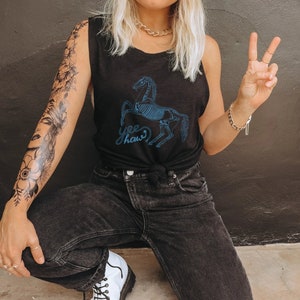 Yallternative Women&#39;s Flowy Scoop Muscle Tank, Yallternative shirt, goth cowgirl tank top, goth tank top, Emo cowgirl tank top, Emo tank top