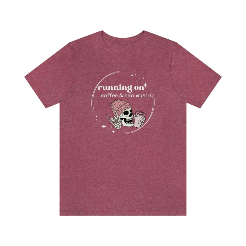 Running on Coffee and Emo Music Short Sleeve Tee, Elder Emo Aesthetic Shirt, Elder Emo Clothes, Emo Vibe, Emo Graphic Tee image 4