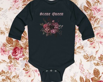 Scene Queen Long Sleeve Bodysuit, Emo Baby Clothes, Emo Outfit For Babies, Scene Queen Shirt, Scene Kid, Future Emo Kid, Goth Baby Clothes