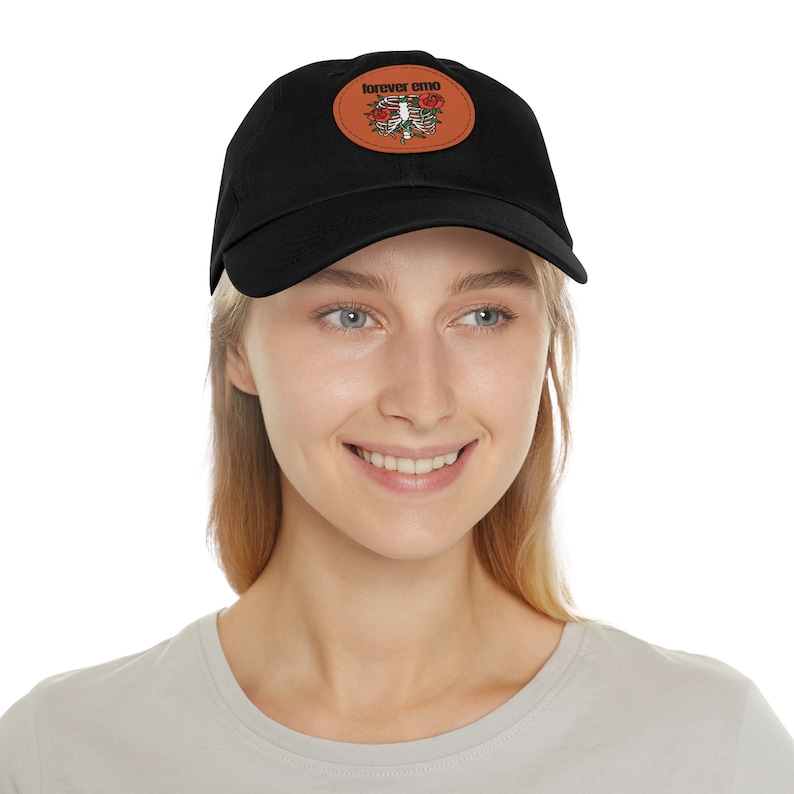 Emo Dad Hat with Leather Patch, Forever Emo Hat, Emo Gift, Elder Emo Hat, Emo accessory image 8