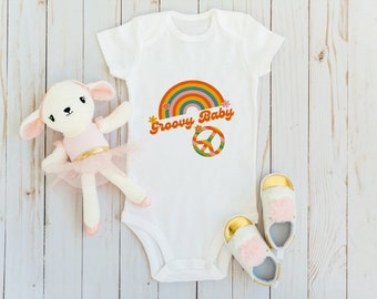 Groovy Baby Bodysuit, 70s style Baby Bodysuit, Boho Retro Baby Outfit, Groovy Baby Birthday Outfit, First Birthday Outfit, Baby Shower Gift