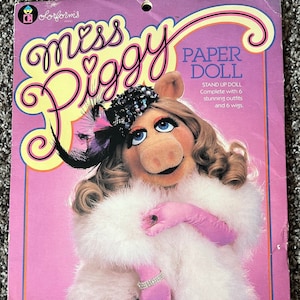 Vintage Colorforms Jim Henson's Muppets Miss Piggy Paper Stand Up Doll & Outfits, 1980
