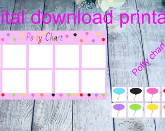 balloon Potty training board, pink girls, Potty chart, Potty token, Potty training reward system Digital printable download (kk