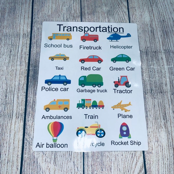 transportation vehicle poster wall Art Printable, montessori Classroom decoration, Learn ,toddler preschooler homeschool, teacher center