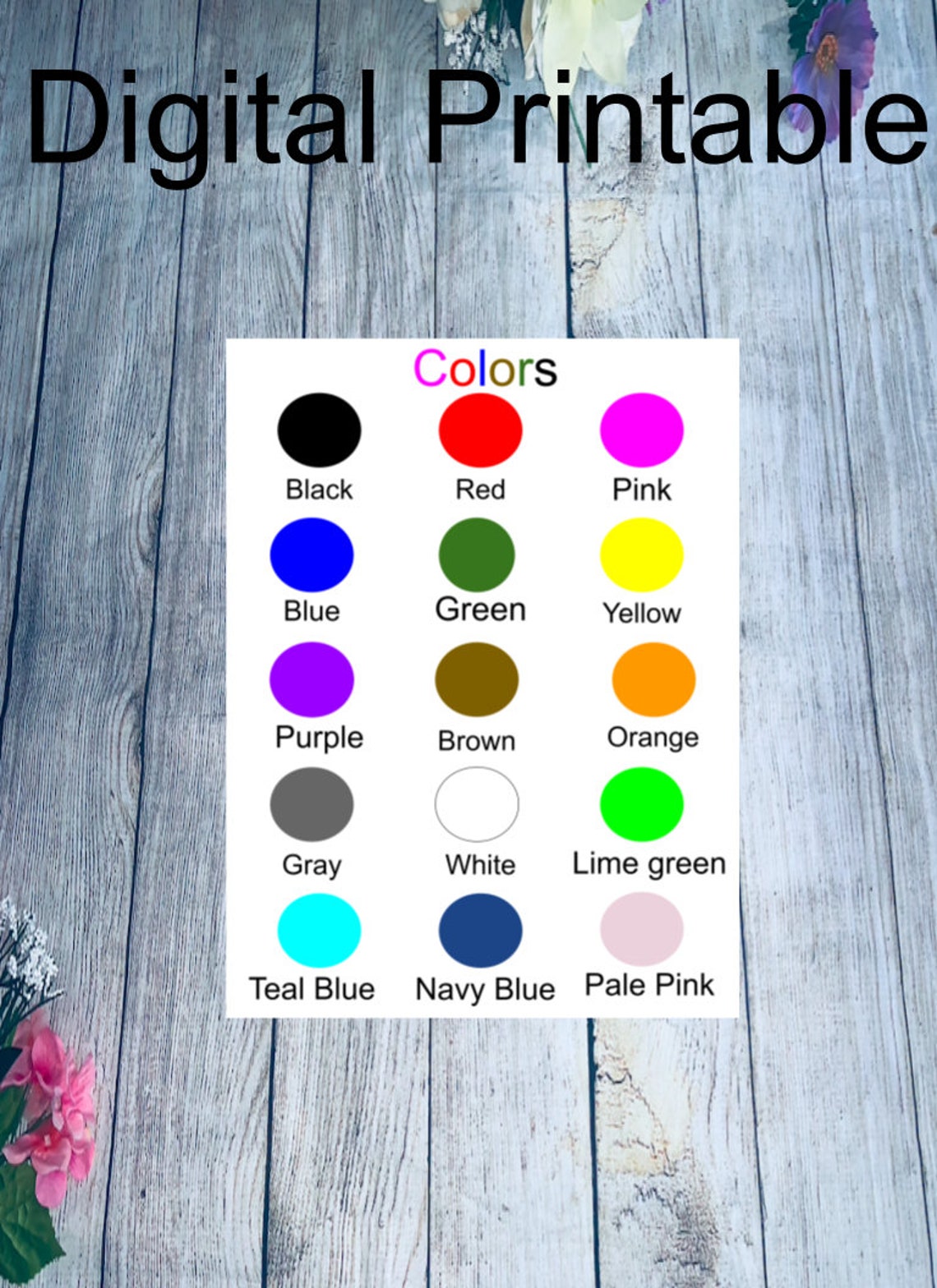 Color Chart Poster | Printable Colors Chart for Preschool, Kindergarten ...