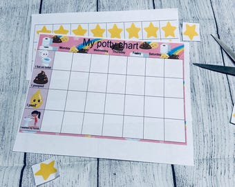 Printable Potty Training Chart for Kids | Visual Toilet Training Schedule with Star Rewards | Toddler Bathroom Routine Chart