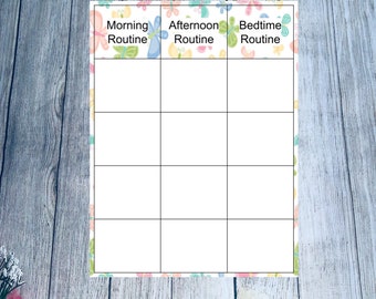 butterfly Daily Routine schedule ChartsKids Daily Task Activities chores chart autism non verbal ,special need, Montessori Digital download
