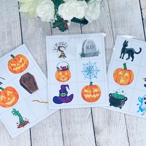 18 atividades de correspondência de imagens de halloween, educação domiciliar, ideia de presente para centro de professores, feriado, jogos de lembrancinhas para festas. atividade interativa, trabalho ocupado