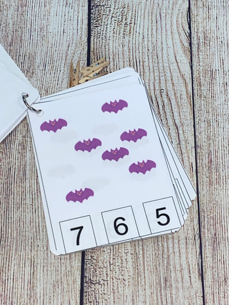 Purple Bats Counting Math Center Activity Busy Work Numbers 1 -15 Flash ...