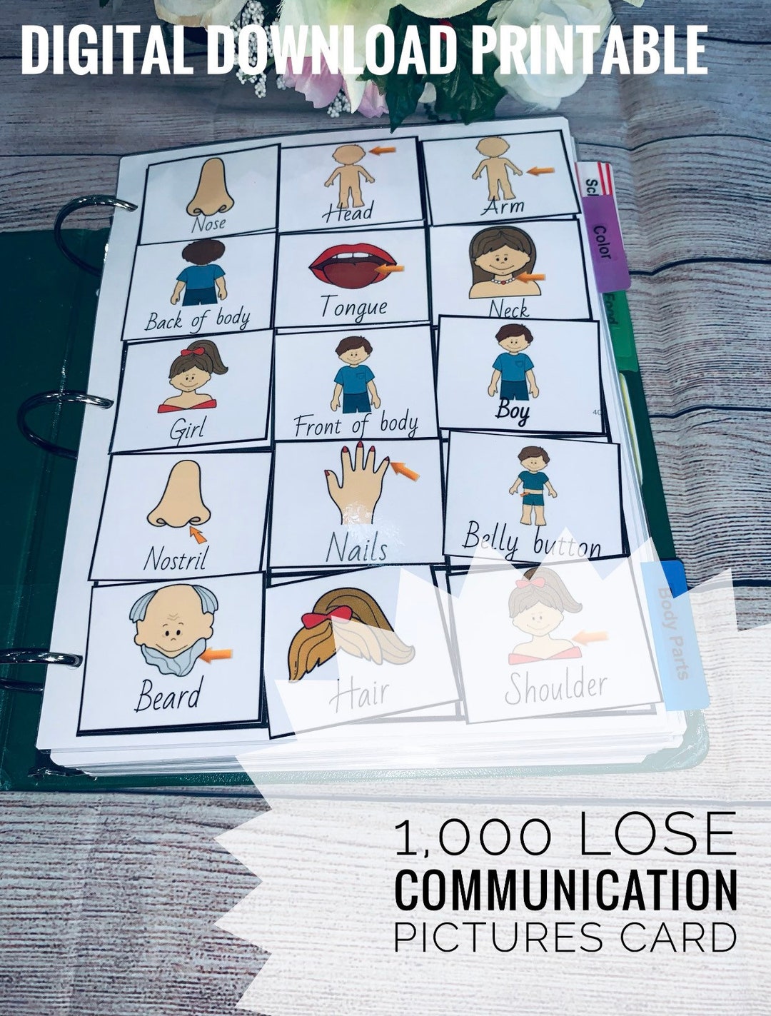 1,000 Pictures Card for Communication, Speech Therapy, Autism Nonverbal ...