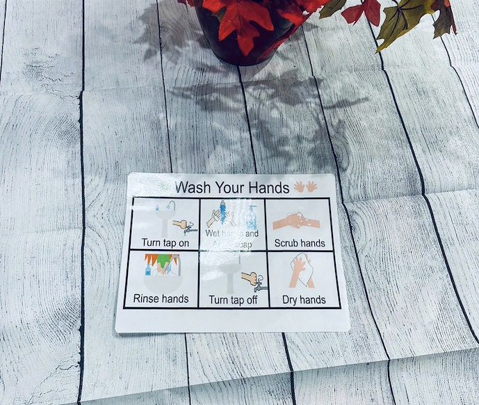 Wash Your Hand's Steps Routine Instructions Poster Board Wall Art ...