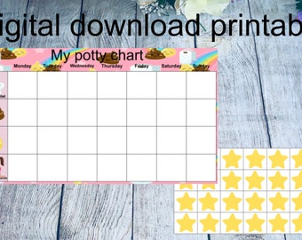 Potty training board, boy / girls, Potty chart, Potty token, Potty training reward system, potty calendar, Digital printable download )