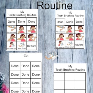 Gráficos de rutina diaria de cepillado de dientes, tareas diarias para niños, tareas domésticas, autismo, necesidades especiales, Montessori, descarga digital