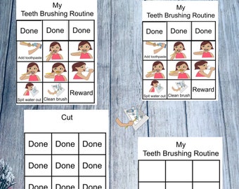 Teeth brushing Daily Routine schedule Charts Kid Daily Task Activities chore, autism non verbal ,special need, Montessori Digital download