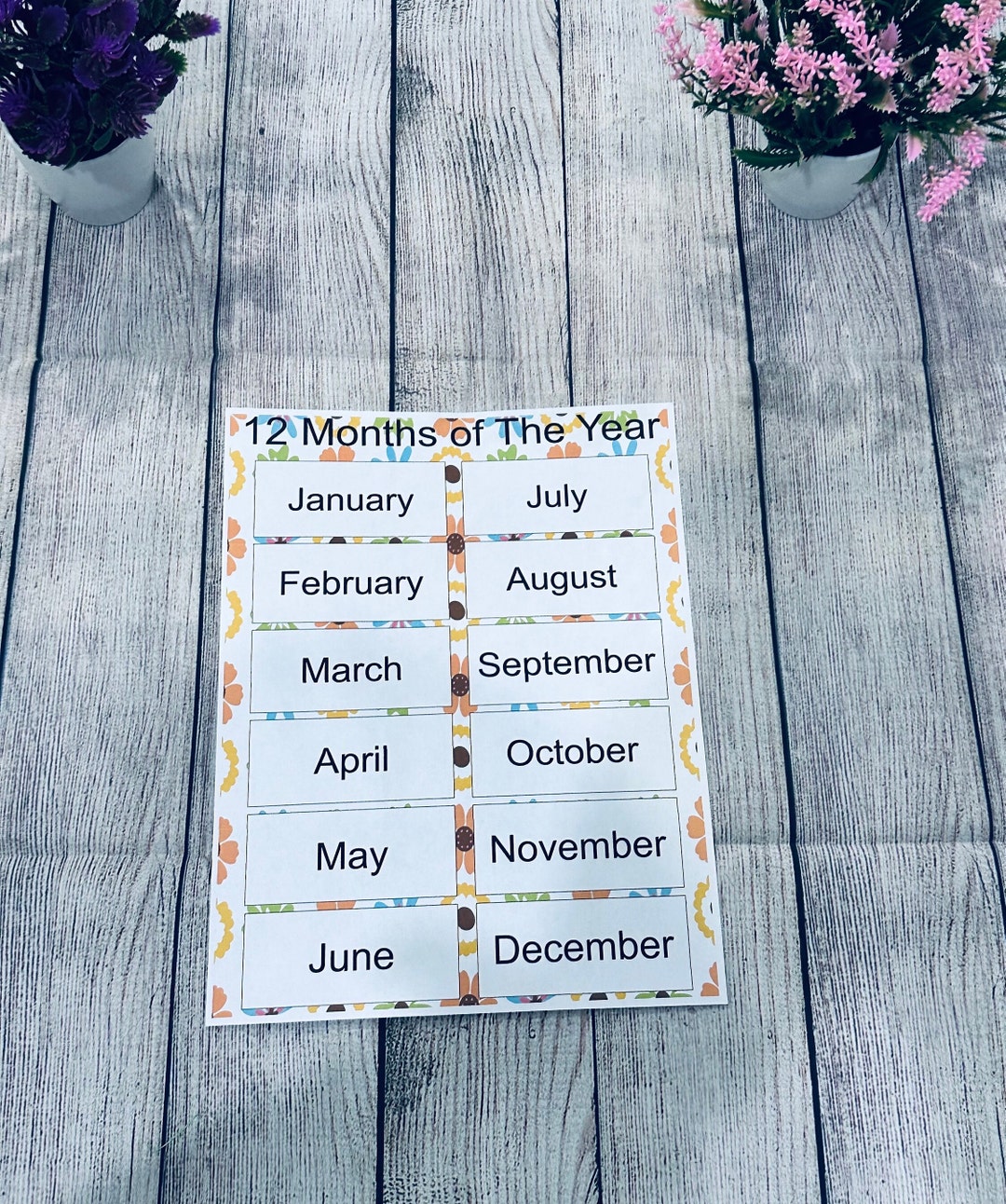12 Months of the Year Poster Wall Art Printable Classroom Decoration ...
