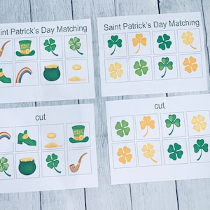 Saint Patrick&#39;s Day preschool montessori kids busy work matching interactive activity matching sorting Homeschool printable digital download