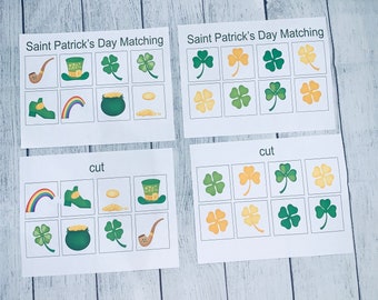 Saint Patrick's Day preschool montessori kids busy work matching interactive activity matching sorting Homeschool printable digital download