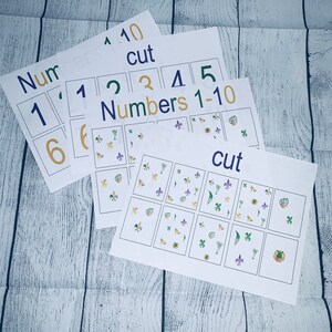 Pacote de Mardi Gras feriado combinando números de classificação 1-10 atividade montessori criança pré-escola, criança ocupada atividade de trabalho educacional professor