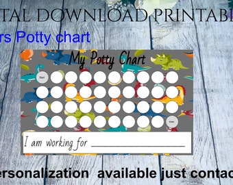dinosaur theme, sticker boy Potty training chart, 3 Potty chart, token, Potty training reward system Digital printable download