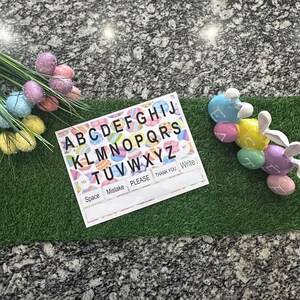 Cuadro del alfabeto con tema de Pascua, tablero del alfabeto de comunicación, Montessori, cuadro de construcción de oraciones, descarga digital no verbal para autismo imprimible