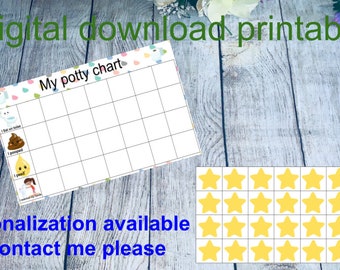 Potty training girls, Potty chart, Potty token, Potty training reward system, potty calendar, Digital printable download (r1