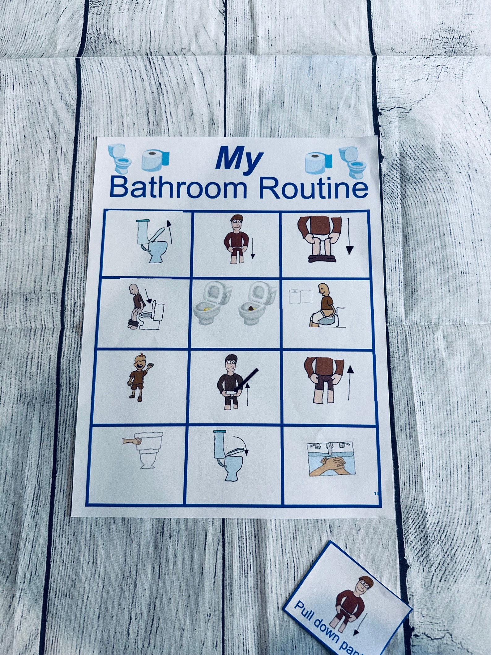 Boy Blue Bathroom Routine, Schedule Potty Training, Reward Chart Poster ...