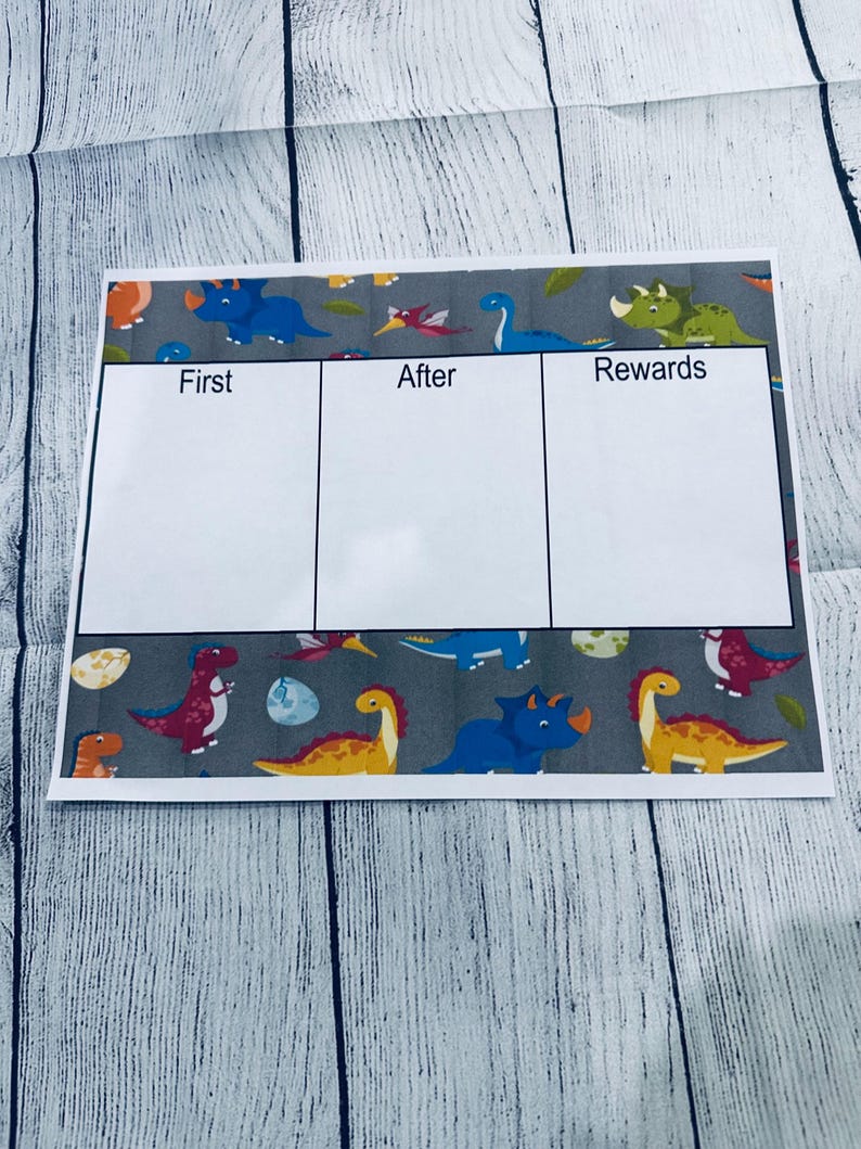 Dinosaur Them, First, Then and Reward Visual Aid | Visual Schedule ...