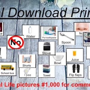 コミュニケーションのための1,000枚のリアルな写真カード 言語療法 自閉症 非言語 特別なニーズ スケジュール モンテッソーリ視覚補助 デジタルダウンロード